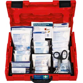 Kit de primeiros socorros Bosch 1600A02X2R — conjunto conforme DIN em L-BOXX 102, vermelho