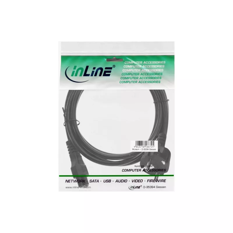 Cabo de alimentação InLine tipo F alemão / ficha para portátil 
