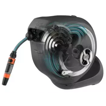Enrolador de mangueira de parede Gardena RollUp Automatic preto cinzento