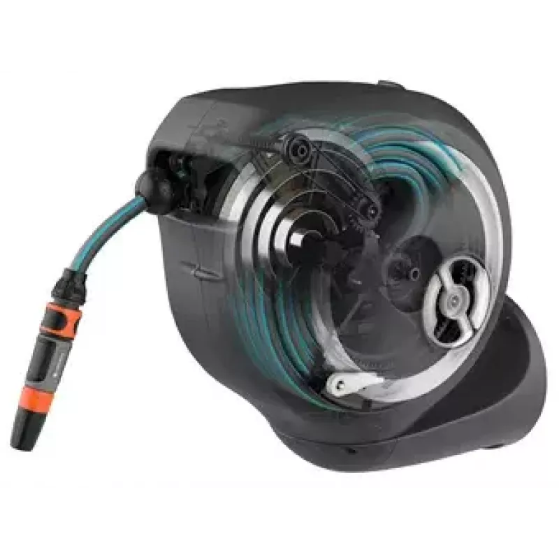 Enrolador de mangueira de parede Gardena RollUp Automatic preto cinzento
