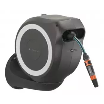 Enrolador de mangueira de parede Gardena RollUp Automatic preto cinzento