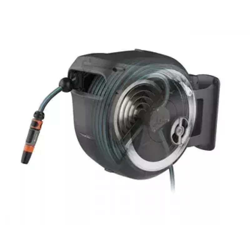 Enrolador de mangueira de parede Gardena RollUp Automatic preto cinzento