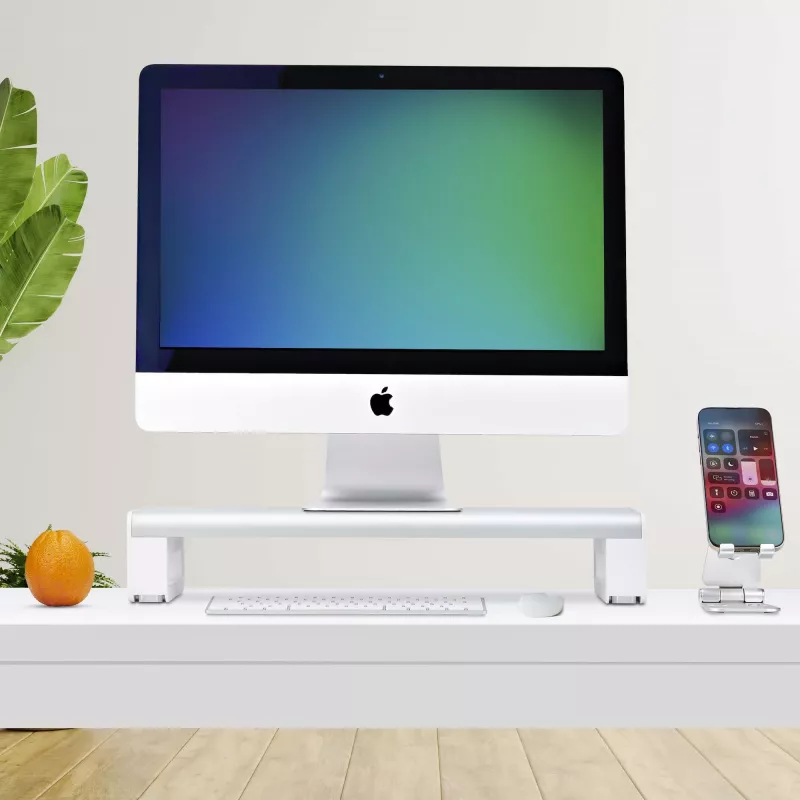 Suporte ergonómico para monitor StarTech.com, até 15 kg, altura fixa 9 cm, suporte para monitor/portátil de secretária, plataforma em aço, montagem rápida, otimizar a superfície da secretária
