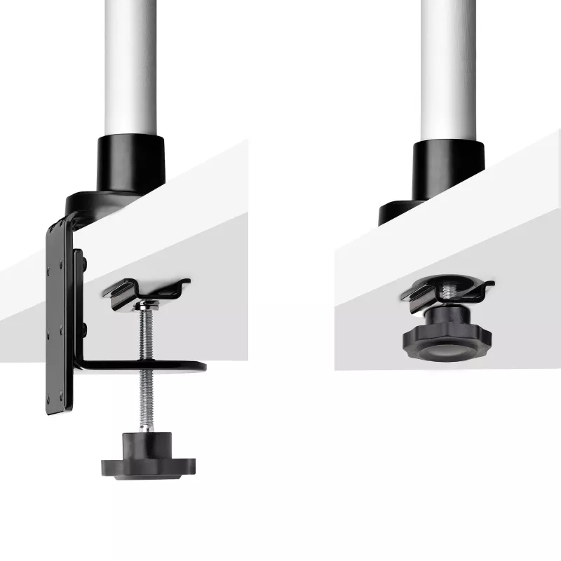 Suporte de secretária para monitor StarTech.com para ecrãs 27 polegadas 16:9 ou 30 polegadas 21:9 ultrawide, VESA 75x75/100x100, ajustes do braço sem ferramentas, fixação em C/por passagem na secretária, braço com mola