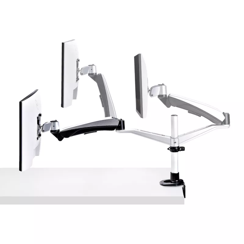 Suporte de secretária para monitor StarTech.com para ecrãs 27 polegadas 16:9 ou 30 polegadas 21:9 ultrawide, VESA 75x75/100x100, ajustes do braço sem ferramentas, fixação em C/por passagem na secretária, braço com mola