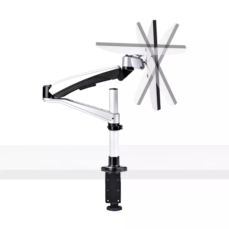 Suporte de secretária para monitor StarTech.com para ecrãs 27 polegadas 16:9 ou 30 polegadas 21:9 ultrawide, VESA 75x75/100x100, ajustes do braço sem ferramentas, fixação em C/por passagem na secretária, braço com mola