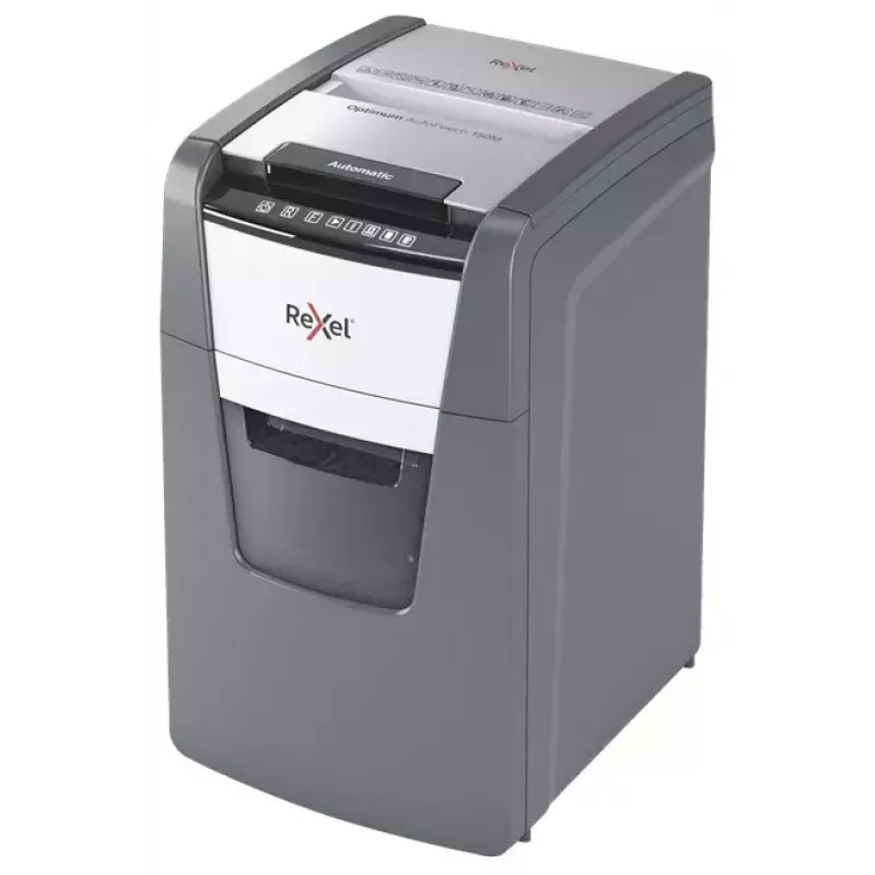 Rexel Optimum AutoFeed+ 150M trituradora de papel, corte micro 2 x 15 mm, P-5, 150 folhas, cesto de 44 l