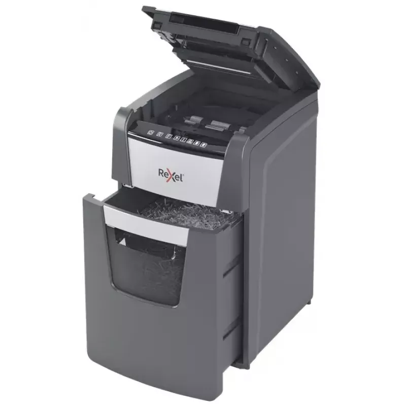 Rexel Optimum AutoFeed+ 150M trituradora de papel, corte micro 2 x 15 mm, P-5, 150 folhas, cesto de 44 l