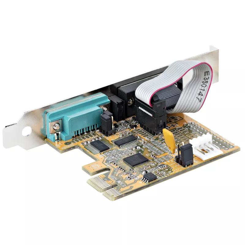 Placa serial PCI Express 2 portas StarTech.com, placa serial PCIe dual port RS232 (DB9), UART 16C1050, suportes standard ou low-profile, retenção COM, para Windows e Linux