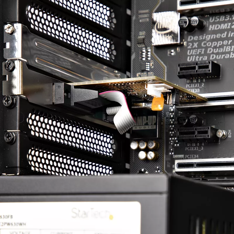 Placa serial PCI Express 2 portas StarTech.com, placa serial PCIe dual port RS232 (DB9), UART 16C1050, suportes standard ou low-profile, retenção COM, para Windows e Linux