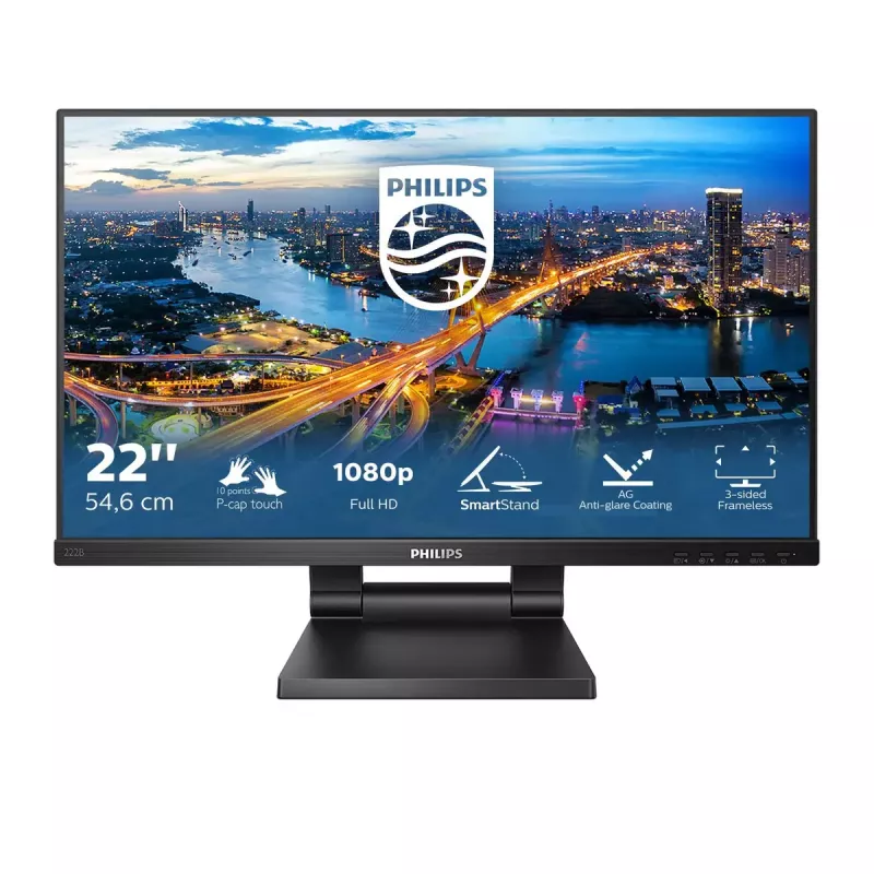 Monitor Philips B Line 222B1TC/00 54,6 cm (21,5 polegadas) 1920 x 1080 píxeis Full HD LED ecrã tátil preto