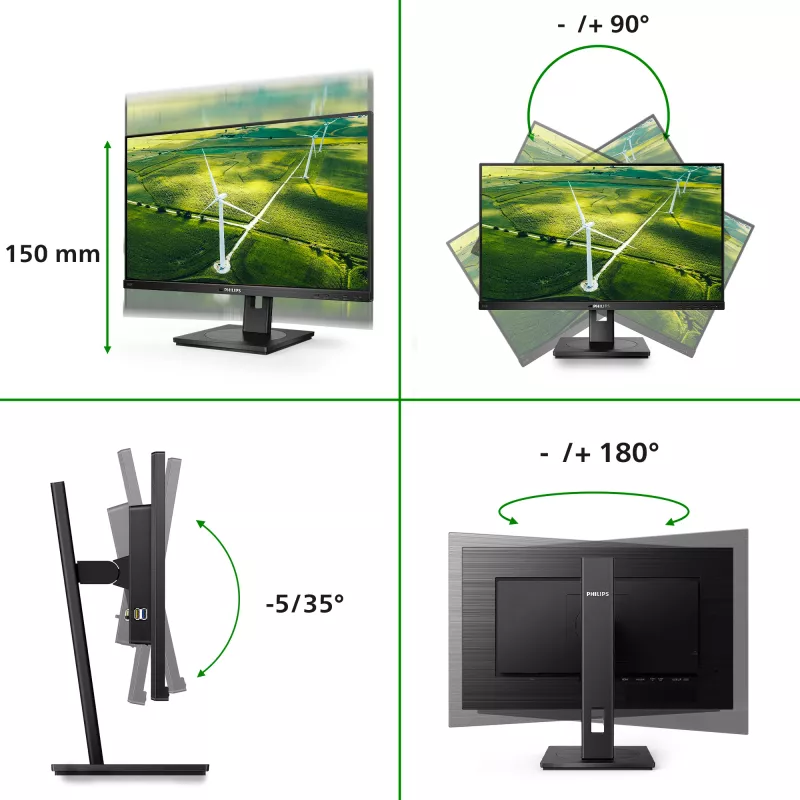 Monitor de computador Philips 242B1G/00 60,5 cm (23,8 inch) 1920 x 1080 píxeis Full HD LED preto