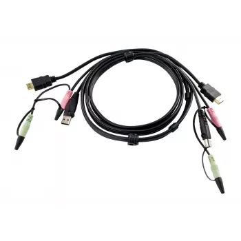 ATEN cabo KVM HDMI 1,8m, 1.8 m, HDMI, preto, HDMI, USB A, 2 x 3,5mm, HDMI, USB B, 2 x 3,5mm, ficha
