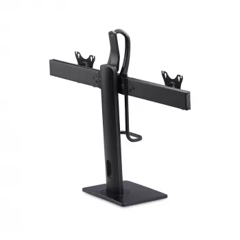 StarTech.com suporte de mesa de barra transversal para dois monitores de 27 polegadas, suporte VESA 75x75/100x100, ajuste de altura sem ferramentas, até 6 kg por ecrã