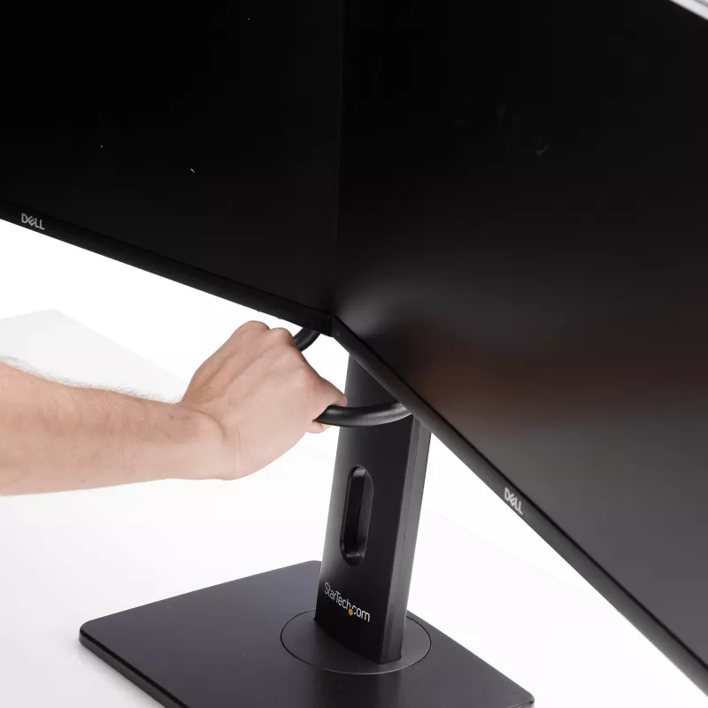 StarTech.com 2MC1S-MONITOR-STAND Crossbar suporte de secretária para dois monitores 17–27 polegadas, VESA, plástico/alumínio/aço, preto