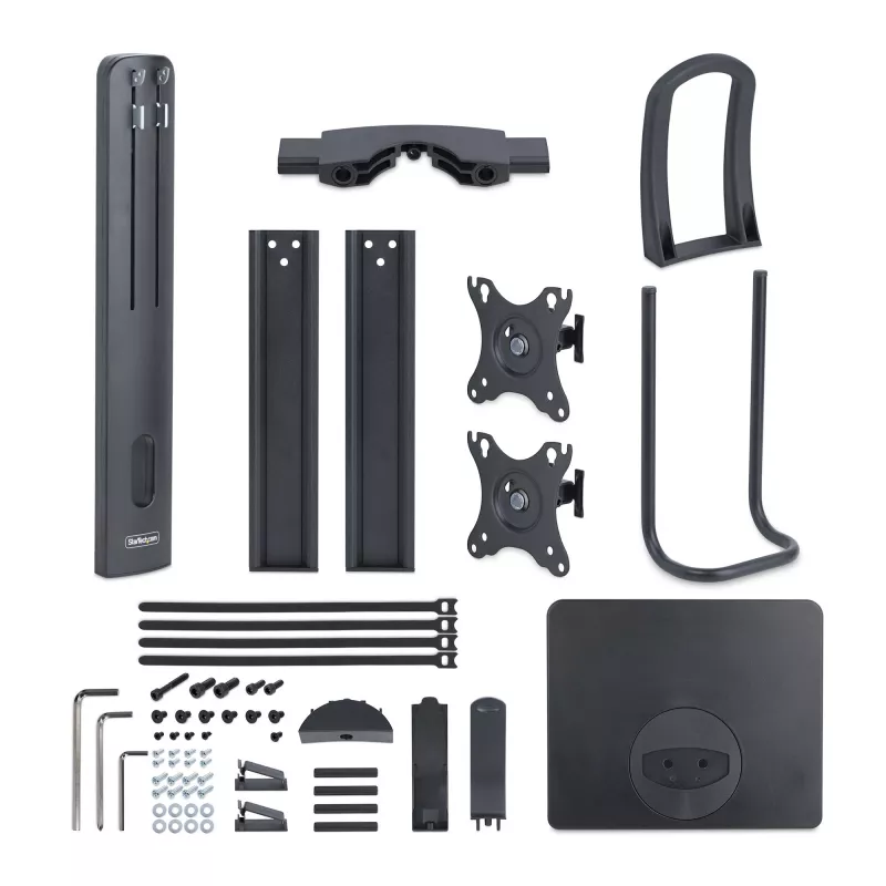 StarTech.com 2MC1S-MONITOR-STAND Crossbar suporte de secretária para dois monitores 17–27 polegadas, VESA, plástico/alumínio/aço, preto
