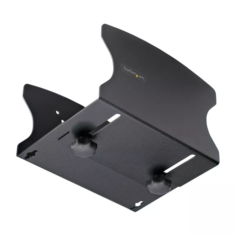 StarTech.com suporte de parede para PC, suporta computadores de secretária até 18 kg, ajuste sem ferramentas 50–200 mm, suporte/prateleira robusta de parede para caixa/torre de PC