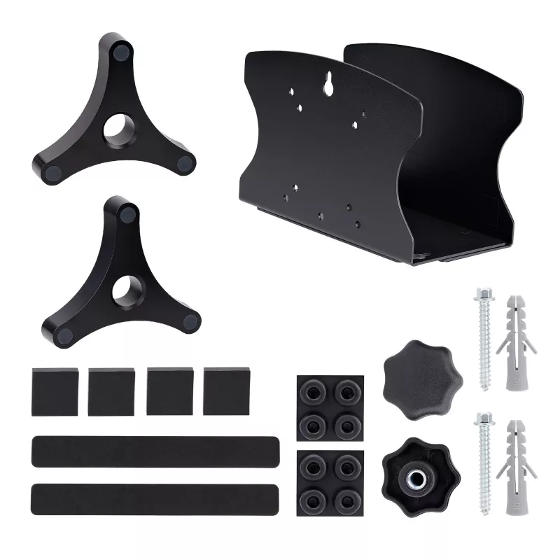 StarTech.com suporte de parede para PC, suporta computadores de secretária até 18 kg, ajuste sem ferramentas 50–200 mm, suporte/prateleira robusta de parede para caixa/torre de PC