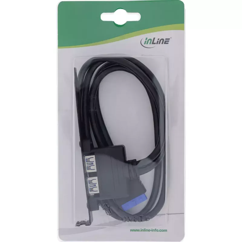 Suporte de slot InLine 2x USB 3.0 conector fêmea A / conector interno para placa-mãe 0,5 m