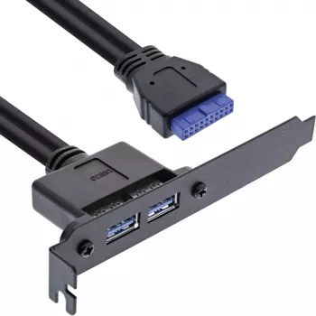 Suporte de slot InLine 2x USB 3.0 conector fêmea A / conector interno para placa-mãe 0,5 m