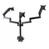 StarTech.com Suporte de secretária para três monitores até três ecrãs de 27 polegadas, VESA 75x75/100x100, ajuste dos braços sem ferramentas, montagem por grampo C/passagem de cabos, braços com apoio de mola