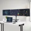 StarTech.com Suporte de secretária para três monitores até três ecrãs de 27 polegadas, VESA 75x75/100x100, ajuste dos braços sem ferramentas, montagem por grampo C/passagem de cabos, braços com apoio de mola