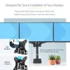 StarTech.com Suporte de secretária para três monitores até três ecrãs de 27 polegadas, VESA 75x75/100x100, ajuste dos braços sem ferramentas, montagem por grampo C/passagem de cabos, braços com apoio de mola
