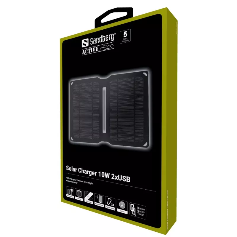 Sandberg carregador solar 10W 2xUSB Outdoor Universal preto