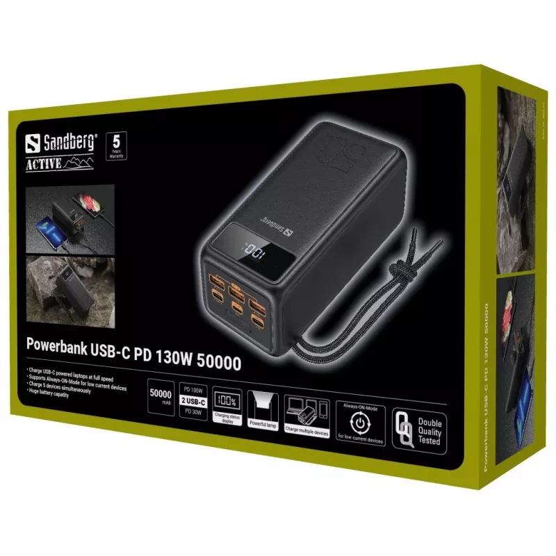 Powerbank portátil Sandberg USB-C PD 130W 50000mAh