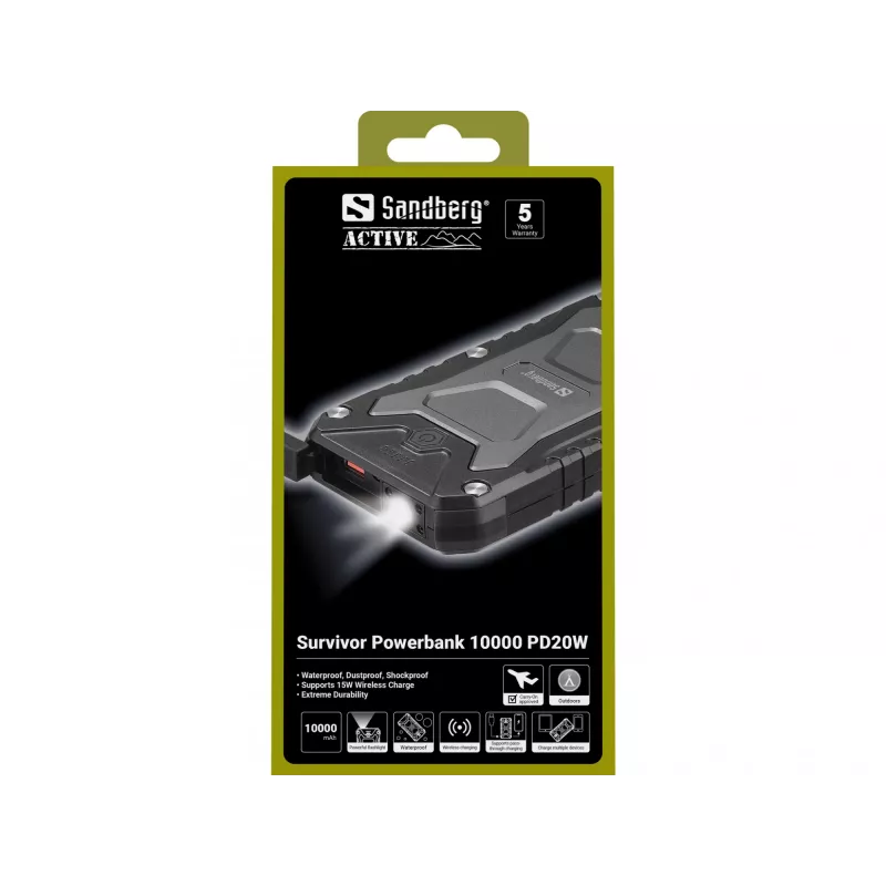 Powerbank portátil Sandberg Survivor 10000 PD20W, 10000 mAh