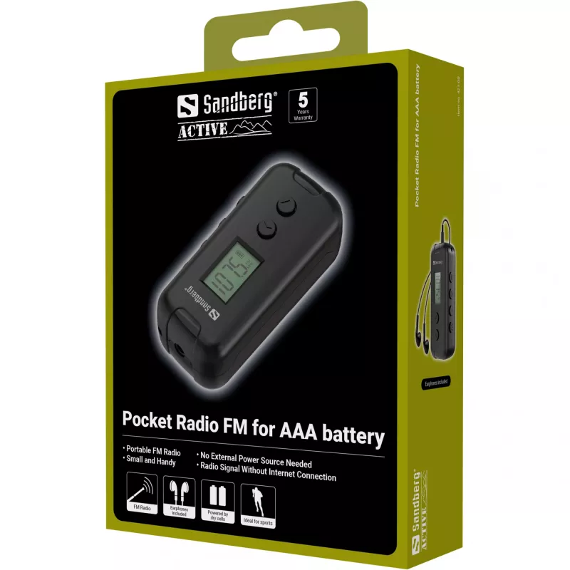 Rádio portátil Sandberg 421-00 FM 76-109 MHz preto