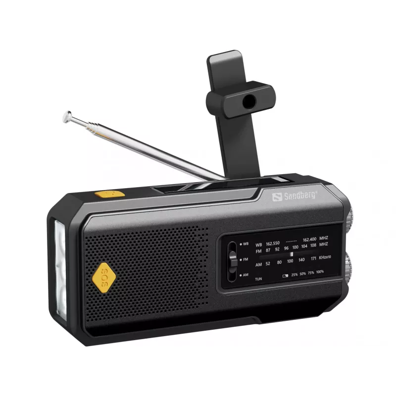 Sandberg Survivor Radio All-in-1 2000, portátil, AM, FM, 87–180 MHz, 520–1710 kHz, 3 W, analógico