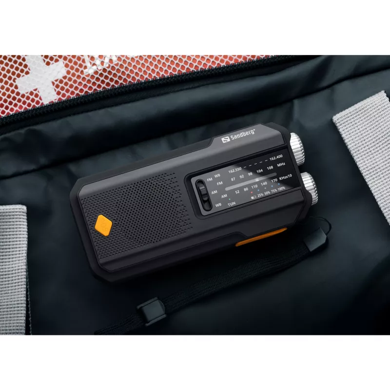 Sandberg Survivor Radio All-in-1 2000, portátil, AM, FM, 87–180 MHz, 520–1710 kHz, 3 W, analógico