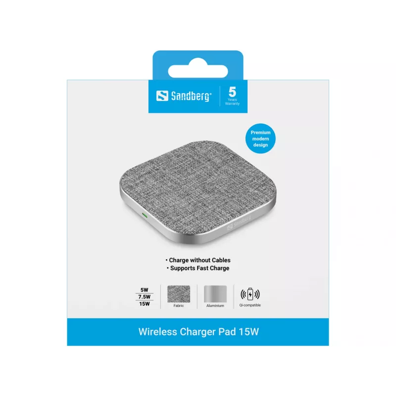 Carregador sem fios Sandberg Wireless Charger Pad 15W