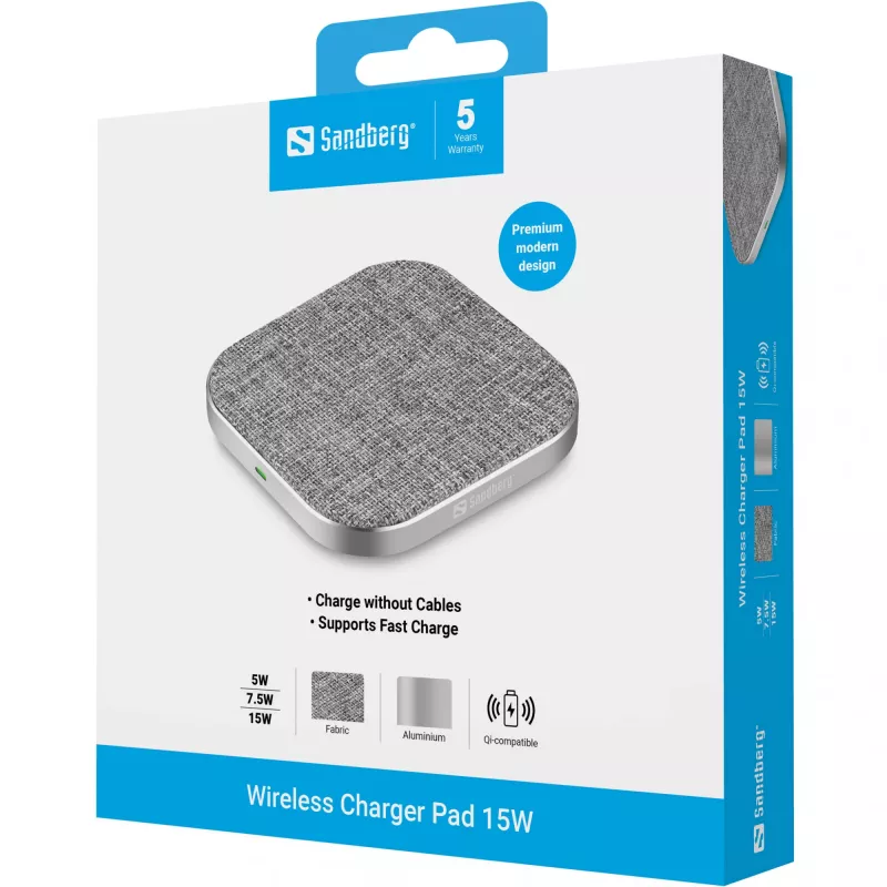 Carregador sem fios Sandberg Wireless Charger Pad 15W
