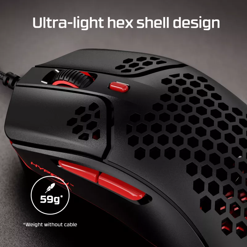 HyperX Pulsefire Haste - rato gaming (preto-vermelho)
