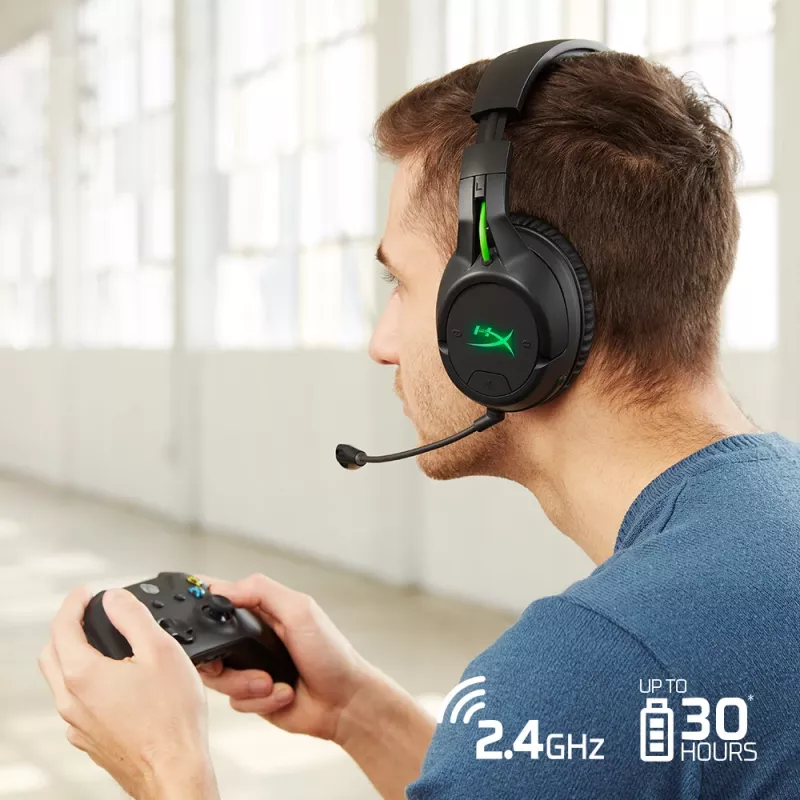 HyperX CloudX Flight – headset gaming sem fios (preto-verde) – Xbox