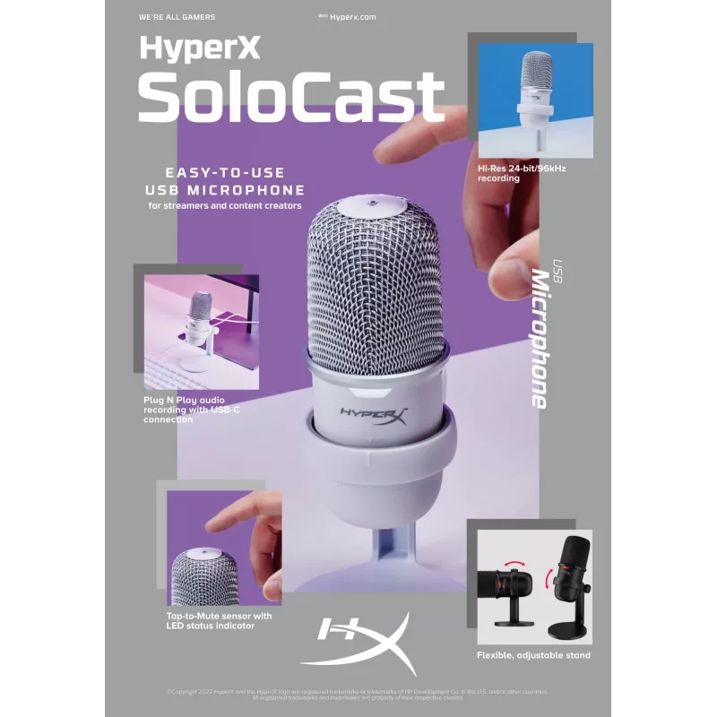 HyperX SoloCast - microfone USB (preto)