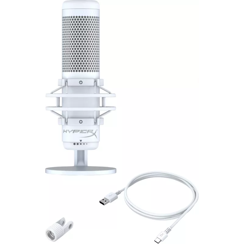 HyperX QuadCast S - microfone USB (branco-cinzento) - iluminação RGB