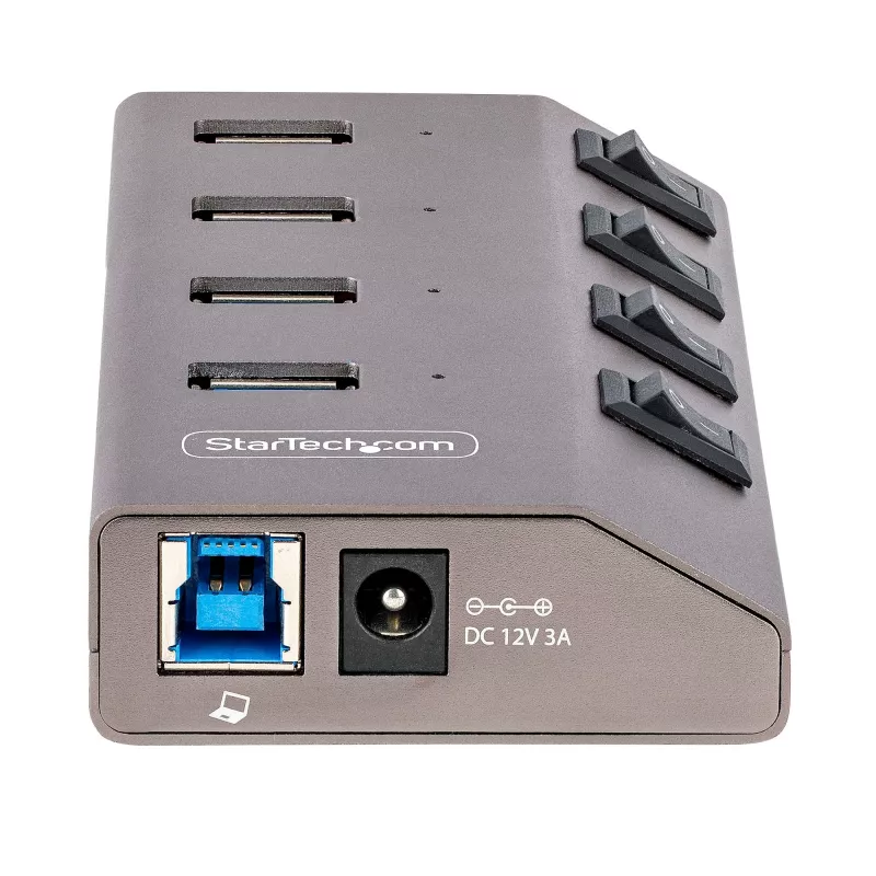 Hub USB-C de 4 portas com alimentação própria StarTech.com com interruptores individuais de ligar/desligar, hub de expansão USB 3.0 5Gbps com fonte de alimentação, hub USB-C para USB-A para computador de secretária/portátil, hub USB Type-C com BC 1.2