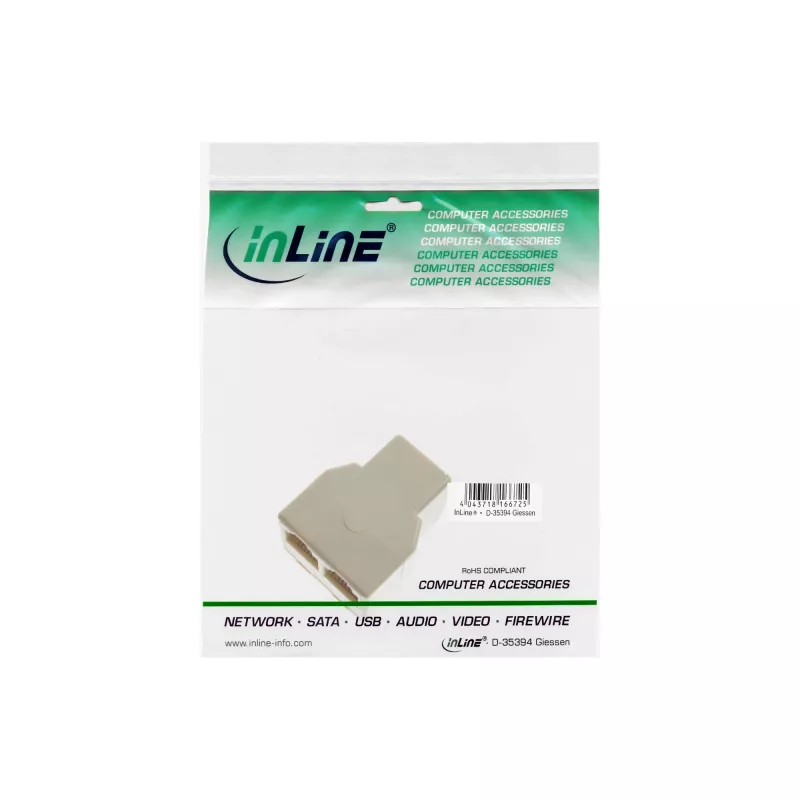 Distribuidor modular InLine 1x conector fêmea RJ12 / 2x conector fêmea RJ12 69999B