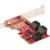 Placa SATA PCIe StarTech.com – Placa de expansão PCIe SATA de 6 portas – 6 Gbit/s – Perfil baixo/alto – Conectores SATA empilhados – ASM1166 Non-RAID – Conversor PCI Express para SATA