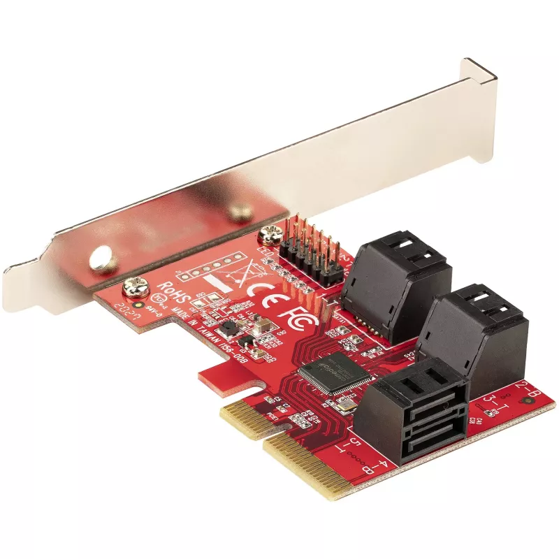 Placa SATA PCIe StarTech.com – Placa de expansão PCIe SATA de 6 portas – 6 Gbit/s – Perfil baixo/alto – Conectores SATA empilhados – ASM1166 Non-RAID – Conversor PCI Express para SATA