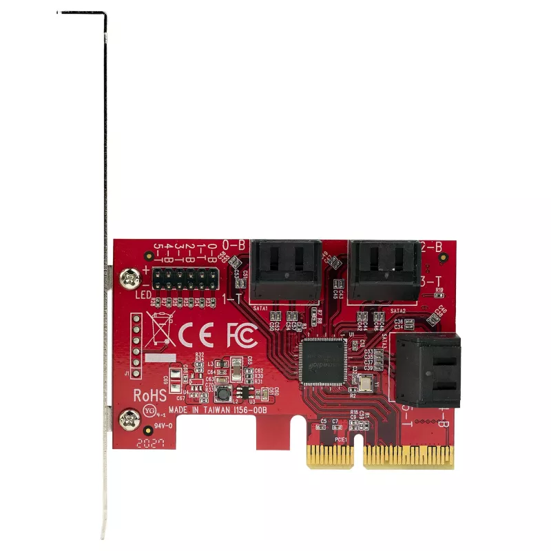 Placa SATA PCIe StarTech.com – Placa de expansão PCIe SATA de 6 portas – 6 Gbit/s – Perfil baixo/alto – Conectores SATA empilhados – ASM1166 Non-RAID – Conversor PCI Express para SATA