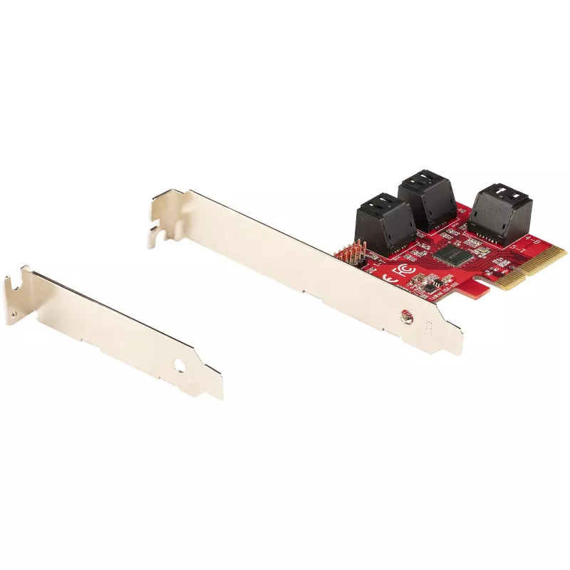 Placa SATA PCIe StarTech.com – Placa de expansão PCIe SATA de 6 portas – 6 Gbit/s – Perfil baixo/alto – Conectores SATA empilhados – ASM1166 Non-RAID – Conversor PCI Express para SATA