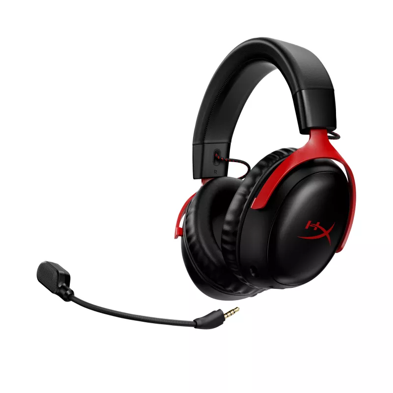 HyperX Cloud III Wireless - headset gaming, preto; vermelho, China, circumaural, fechado, ativo, 155 mm