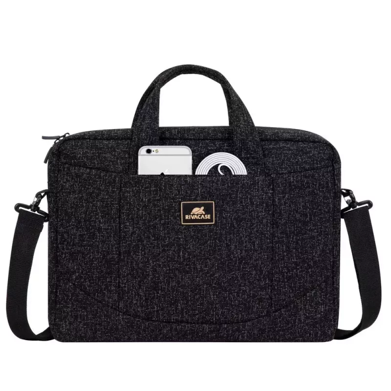 Mala de tiracolo Rivacase 7931 39,6 cm 15,6 polegadas preto branco