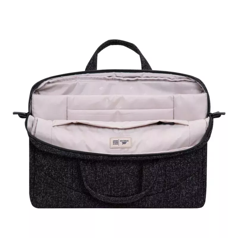 Mala de tiracolo Rivacase 7931 39,6 cm 15,6 polegadas preto branco