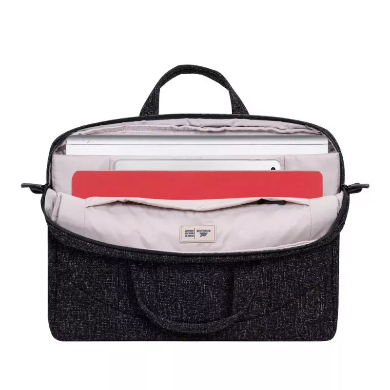 Mala de tiracolo Rivacase 7931 39,6 cm 15,6 polegadas preto branco