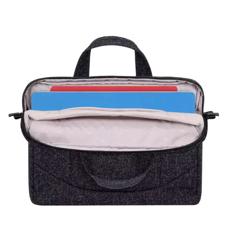 Mala de tiracolo Rivacase 7931 39,6 cm 15,6 polegadas preto branco